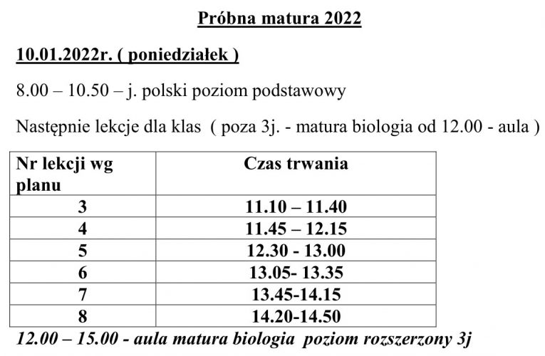 Od 10 stycznia (poniedziałek) wracamy do nauki stacjonarnej