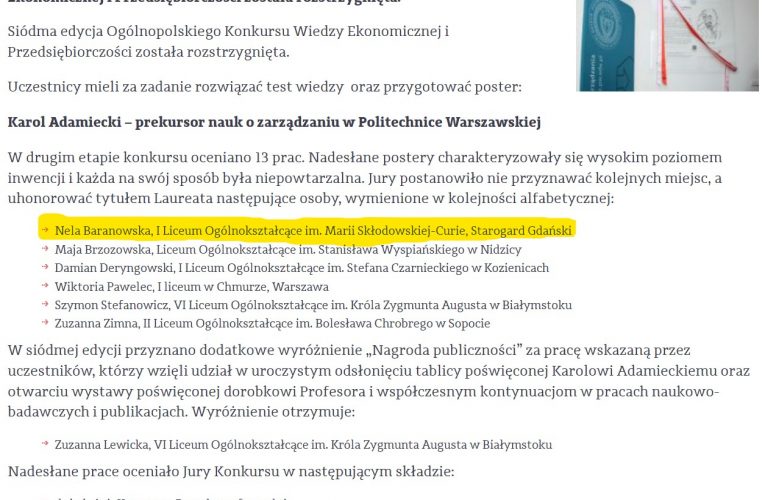 Nela Baranowska laureatką ogólnopolskiego konkursu!