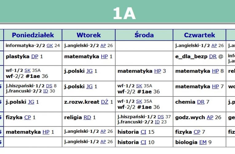 Nowy plan lekcji